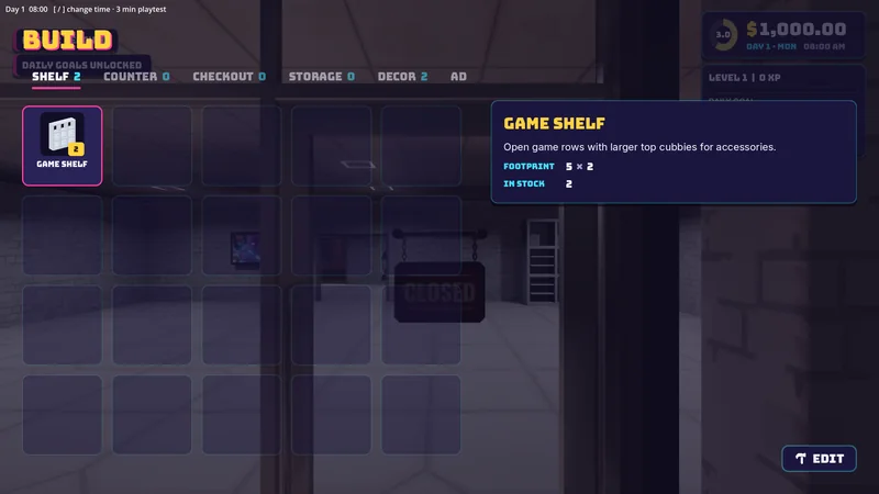 The build menu